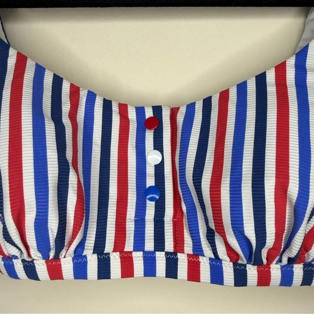 CALZEDONIA Cobey Nautical 4th of July Striped Side Tie Bikini Top and Bottom